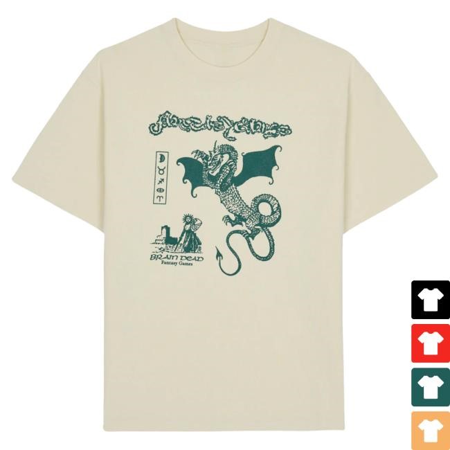 Official Brain Dead Merch Store We Are Brain Dead Fantasy Games Wyrm Tees - Natural