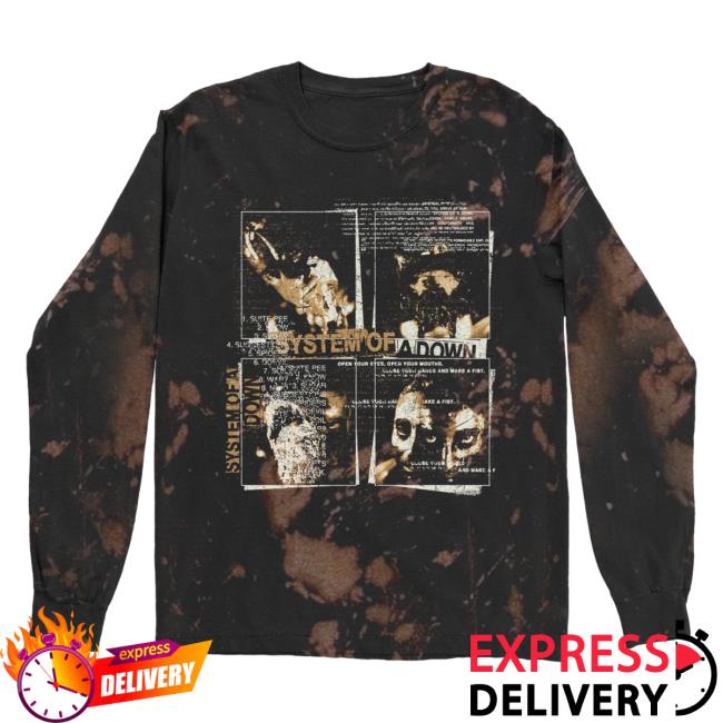 Official System Of A Down Merch Store Shop Merch System Of A Down Self-Titled Painted Faces Bleach-Dye Long Sleeve Tees