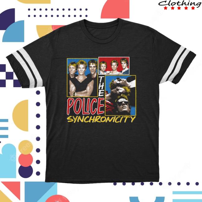 Official Merch Bar The Police Band Synchronicity Collage Distressed New Shirt Vintage Smoke Blended White MerchBar ThePolice