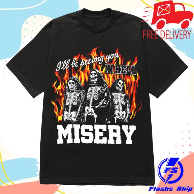 Official Misery Worldwide In Hell Graphic Print Black Tees
