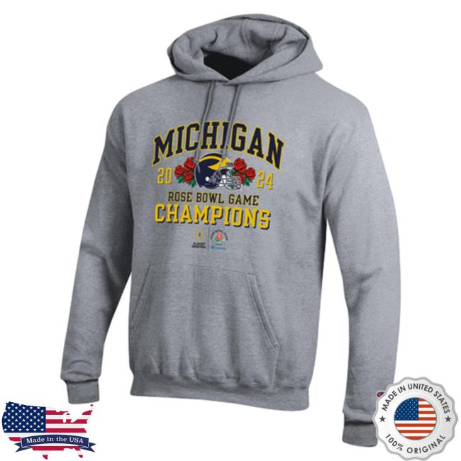 Official Mden Merch Store The M Den Michigan Rose Bowl Champion University Of Michigan Football 2024 Rose Bowl Game Champions Gray Crew Mden Apparel