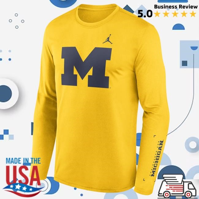 Michigan Wolverines Jordan Brand Basketball Legend Courtside Maize Long Sleeve New Shirt The M Den Shop