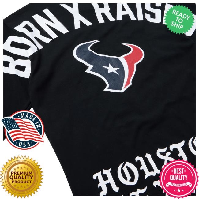 Official Born X Raised Merch Store Shop Born X Raised + Houston Texans Arch Long Sleeve Shirt: Black BornxRaised