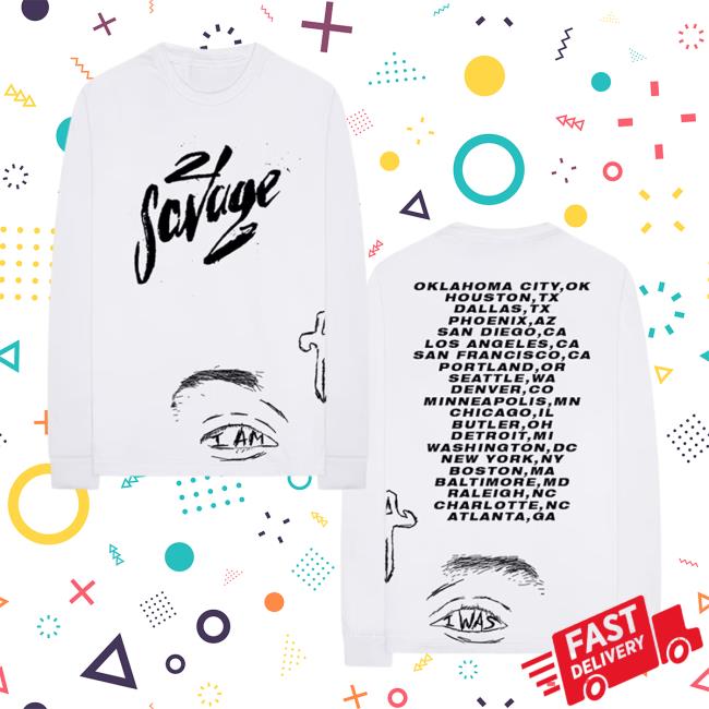 Official 21 Savage Merch Store Iaiw Eyes Long Sleeve Tee Shirt 21 Savage Apparel Clothing Shop 21Savage
