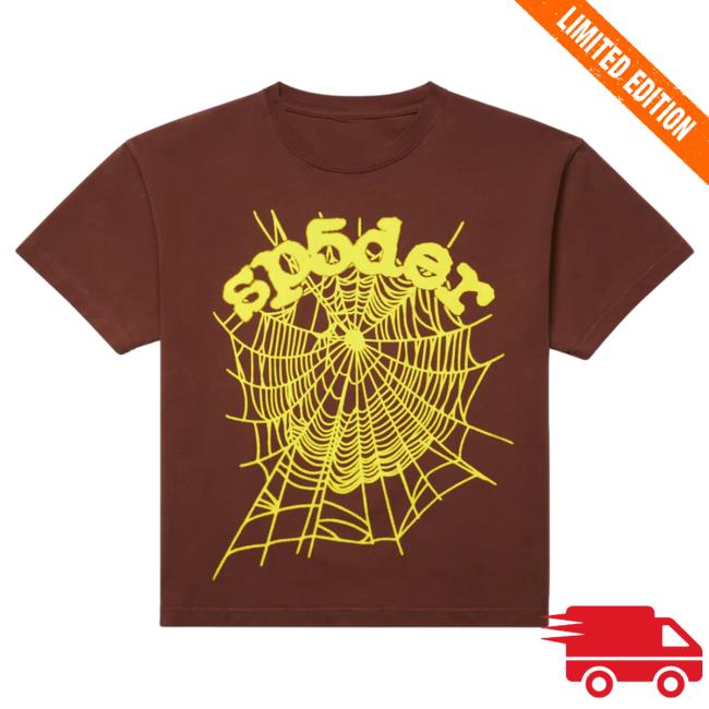 Official Sp5der Clothing Apparel Sp5der Brown Og Web Popover Shirt Sp5der Merch Store Shop