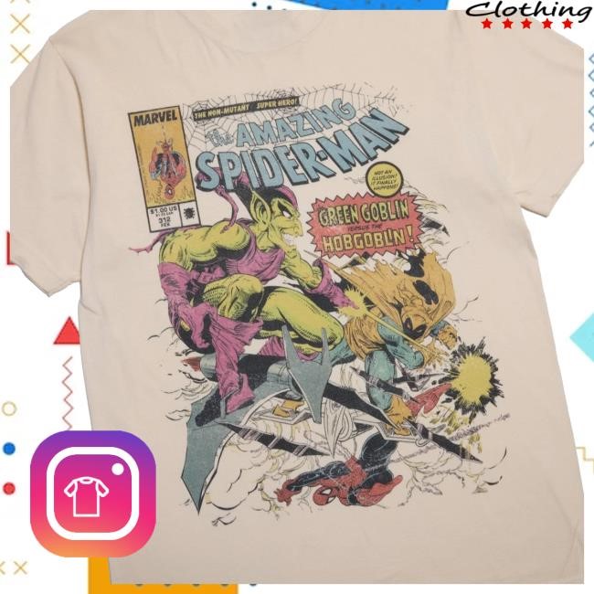 Official Heroes And Villains Forge Series Marvel Spider-Man vs Green Goblin Zine Tee