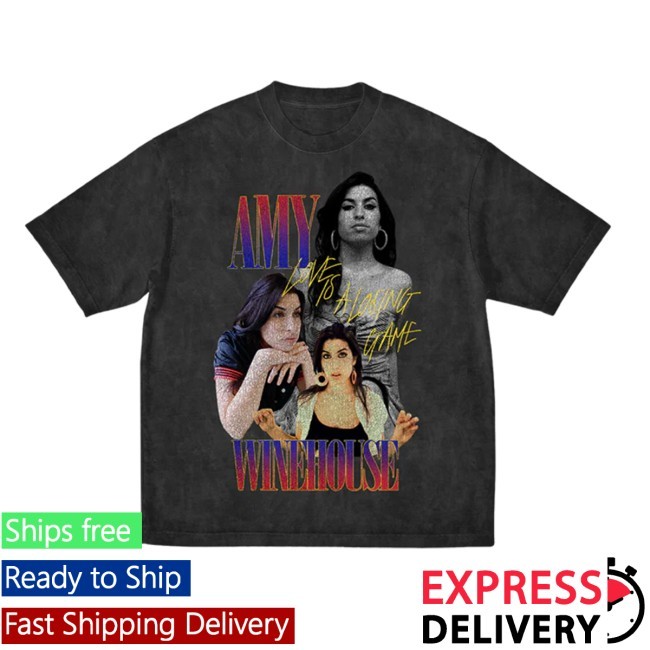 Washed Grey Losing Game Homage Tee - Amy Winehouse