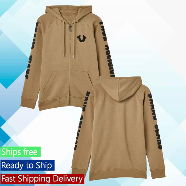 Official Urban Outfitters Apparel Clothing True Religion Coaster Raglan Full Zip Sweatshirt Taupe UrbanOutfitters Store Shop