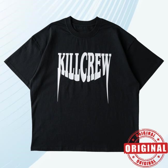 Official Kill Crew Apparel Clothing Oversized "Fangs" Popover Shirt - Black / White KillCrew Shop