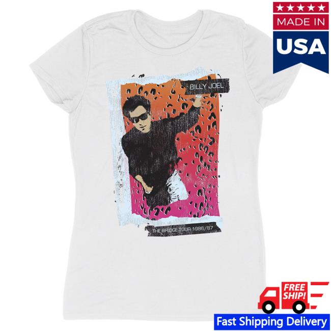 Official Billy Joel Merch Store Billy Joel Bridge Tour 86-87 Women's New Shirt - Online Exclusive Billy Joel Apparel Clothing Shop