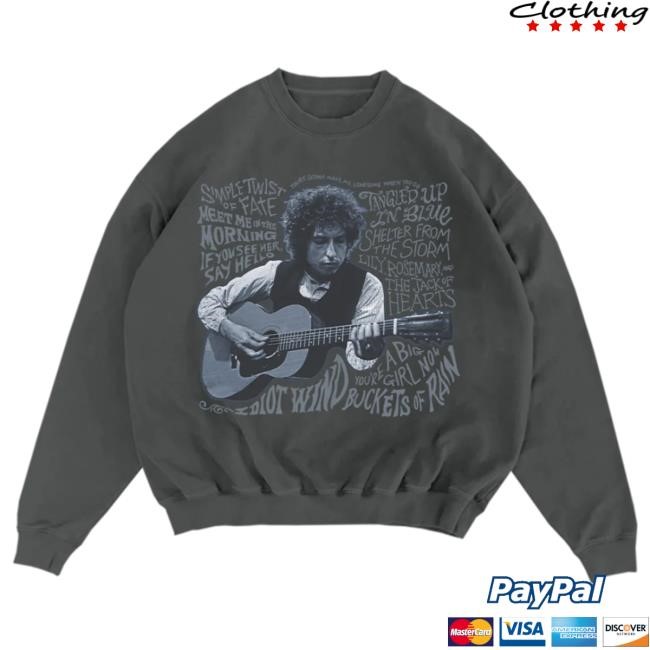 Official Bob Dylan Merch Store Bob Dylan Blood On The Tracks Song Titles Pullover Sweatshirt BobDylan