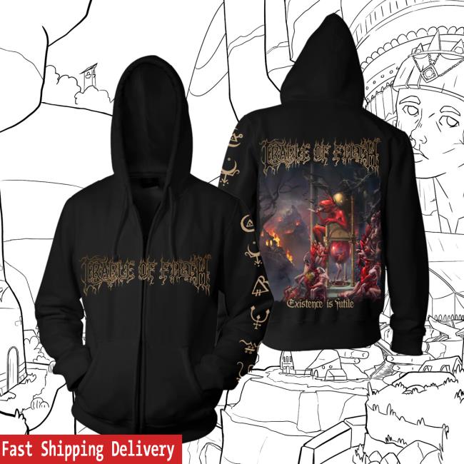 Official Night Shift Store Shop Cradle Of Filth - Existence Is Futile Zip Up Hoodie Nightshift Merch