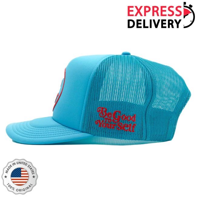 Official Theo Von Store Be Good To Yourself Blue Trucker Hat TheoVon