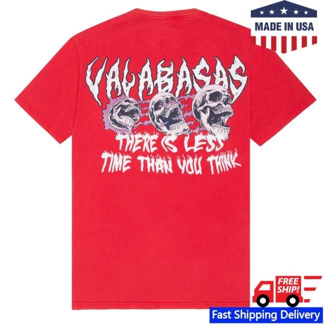 Official Valabasas "Less Time" Vintage Red T Shirt