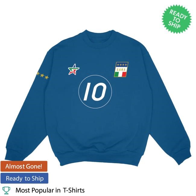 Official Sana Detroit Clothing Store Shop Italia Team Popover Sweatshirt - Blue Sanadetroit