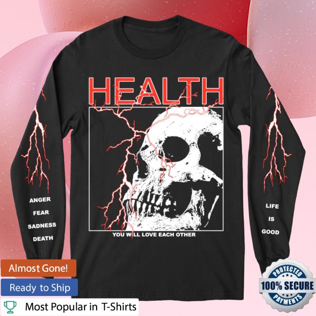 Health Merch Health "Lightning Skull - Red" Black Long Sleeve T Shirt