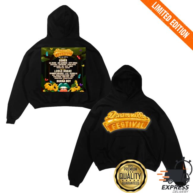 Official Dreamville Music Festival 2023 Merch 2023 Lineup Crew neck Black Dreamville Records