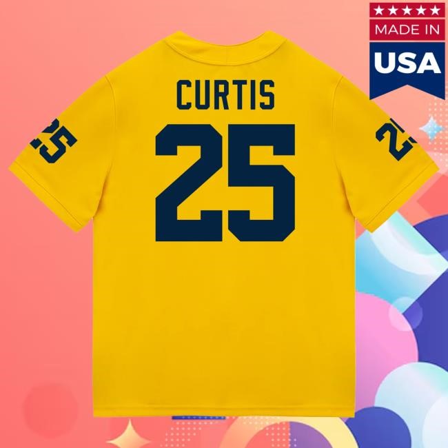 Michigan Wolverines #25 Mason Curtis Student Athlete Maize Football Jersey Tshirt The M Den Shop
