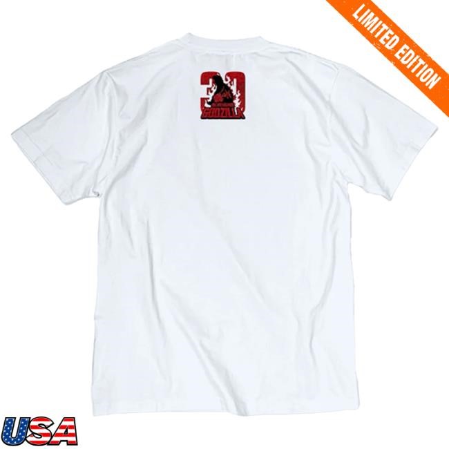 Official Godzilla Merch Store Godzilla vs. Destoroyah 30th Anniversary Scene Illustration Tees 4 (Godzilla Jr.) White