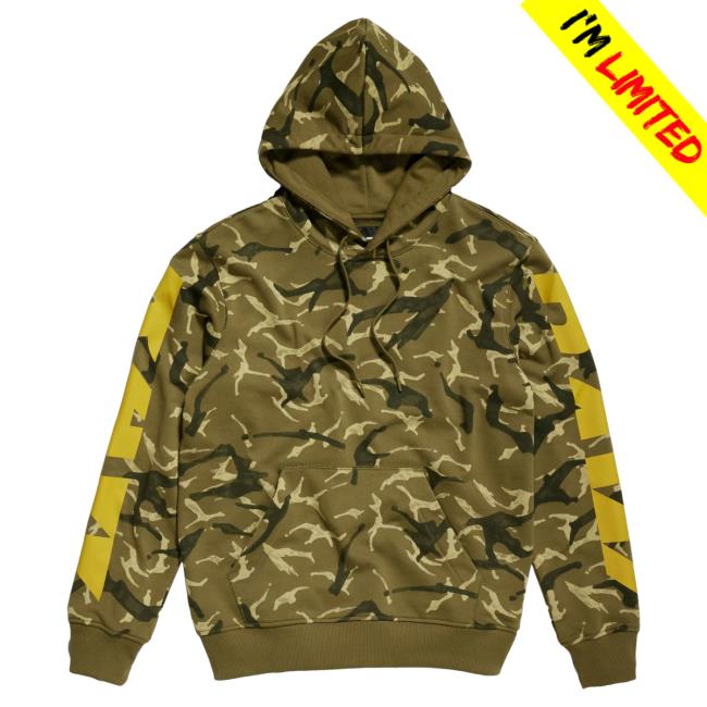 Official G Star Raw Clothing Store Shop Camo Sleeve Graphic Aop Hooded Sweatshirt All Over Print Shamrock Gstar