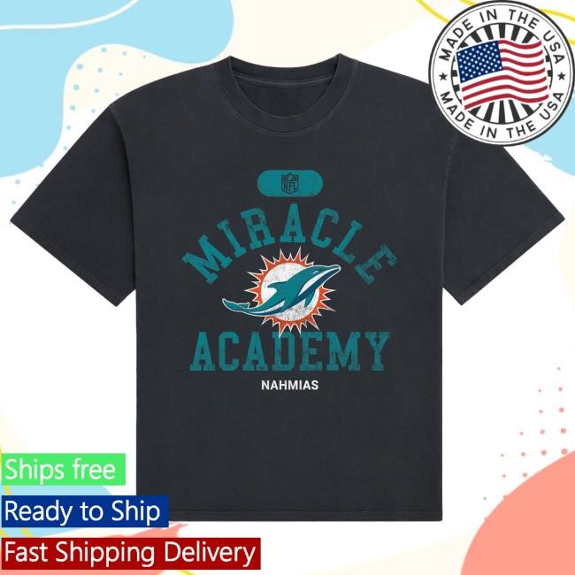 Official Fanatics Shop Store Merch Miami Dolphins Miracle Academy Unisex Boxy Tshirt - Black by NFL