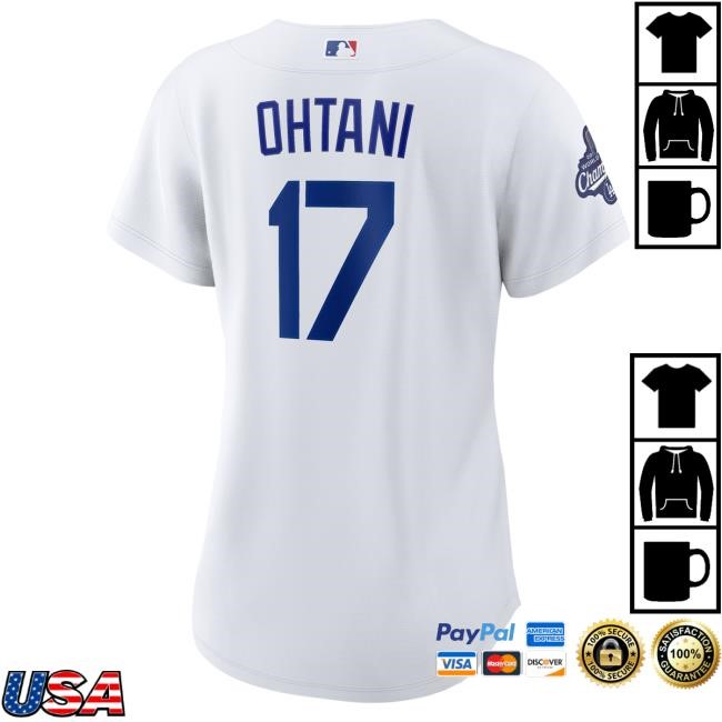 Women's Los Angeles Dodgers Shohei Ohtani Nike White 2025 World Series Champions Home Replica Player Jersey Top Shirt Official MLB Shop